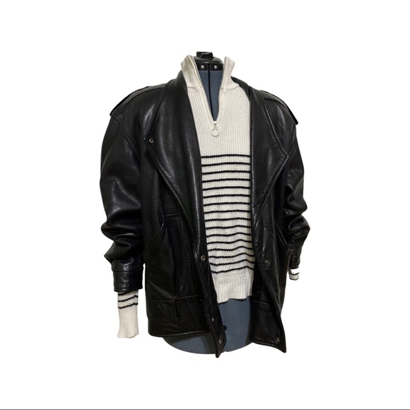 Vintage Slouchy Leather Jacket - Unisex Small Oversized Fit - Picture 2 of 13